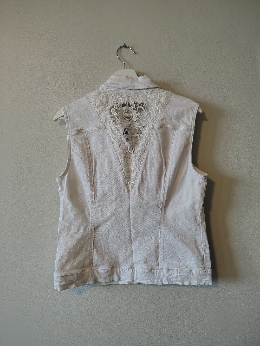 Cleo White Lace Denim Jean White Vest